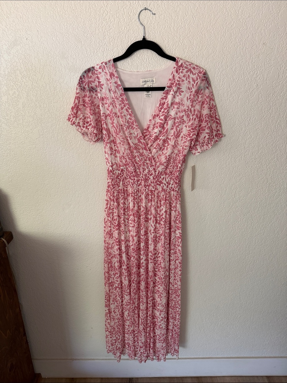 (4 for 20) Kate And Lily Pink Floral Wrap-Style Dress